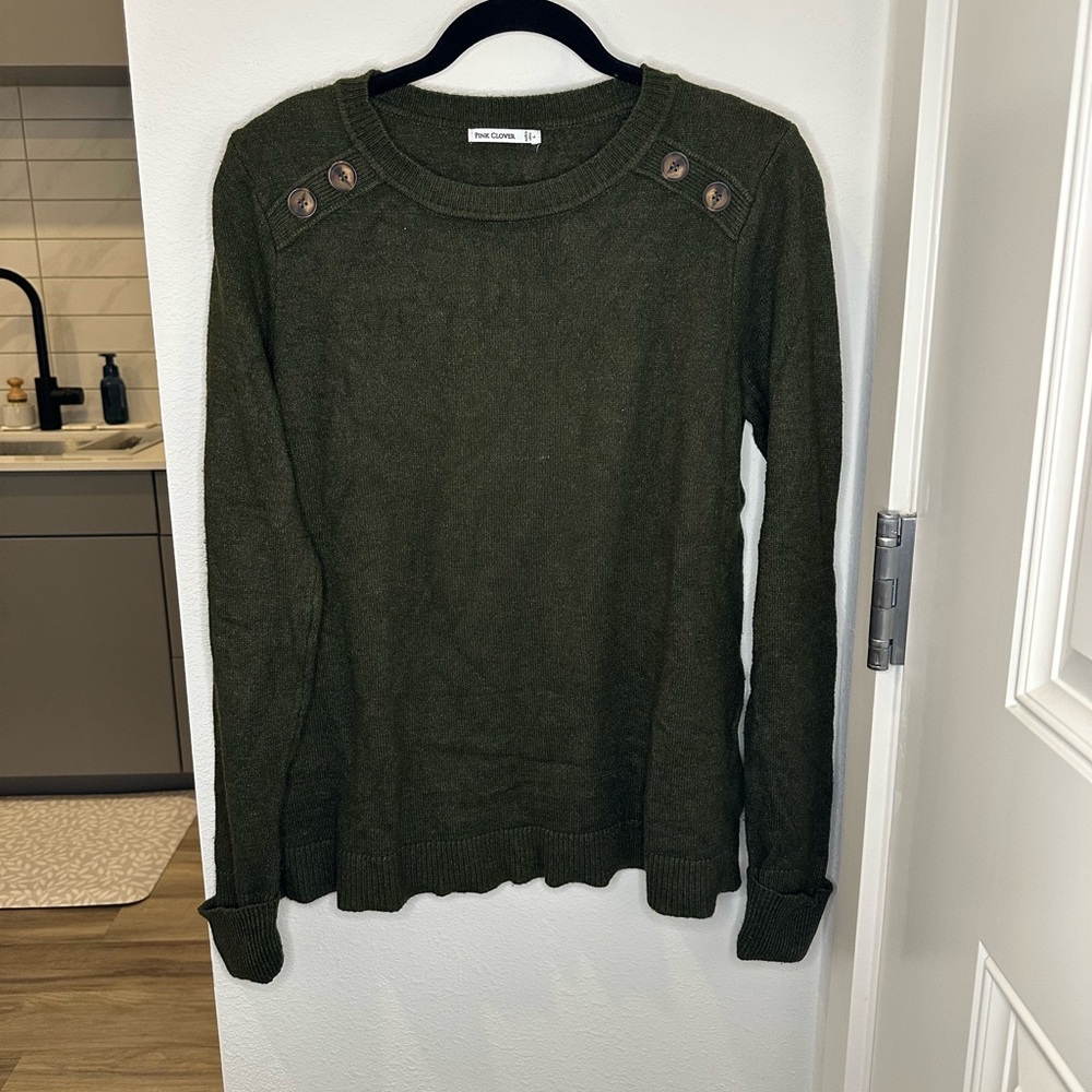 Pink Clover Deep Olive Sweater